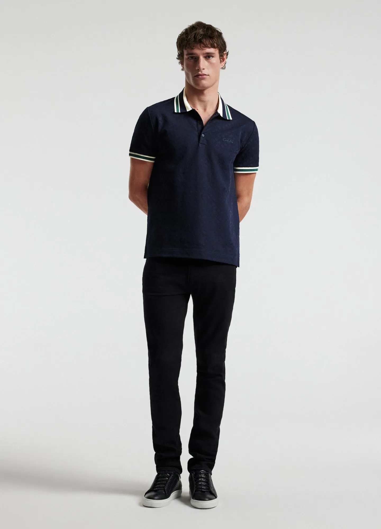 Striped Trim Monogram Polo Navy sold by Calibre product image thumbnail 2
