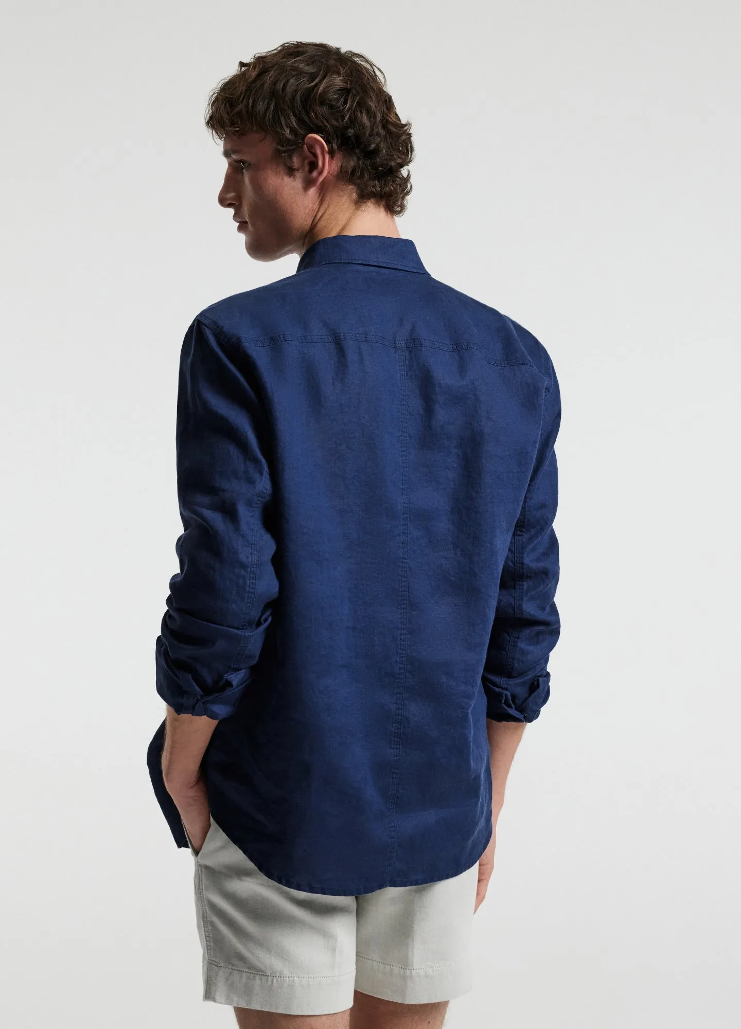 Washed Linen Shirt Royal Blue sold by Calibre product image thumbnail 5