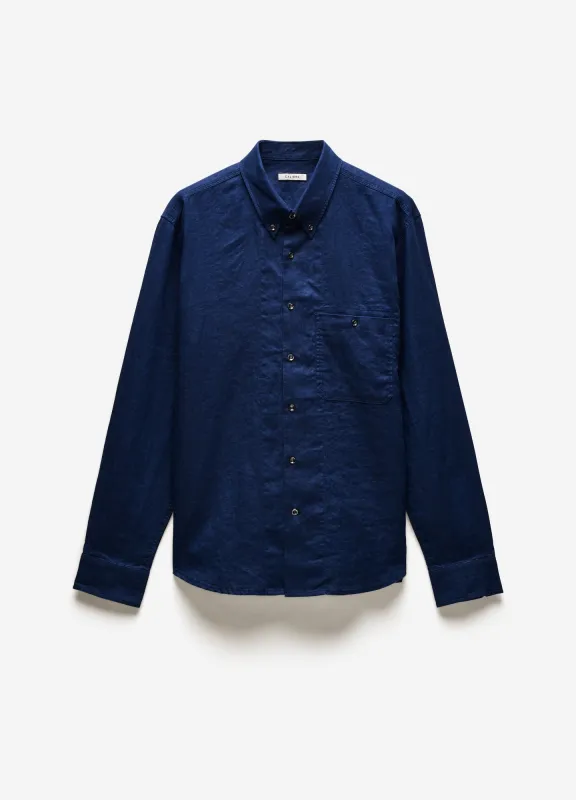 Washed Linen Shirt Royal Blue sold by Calibre