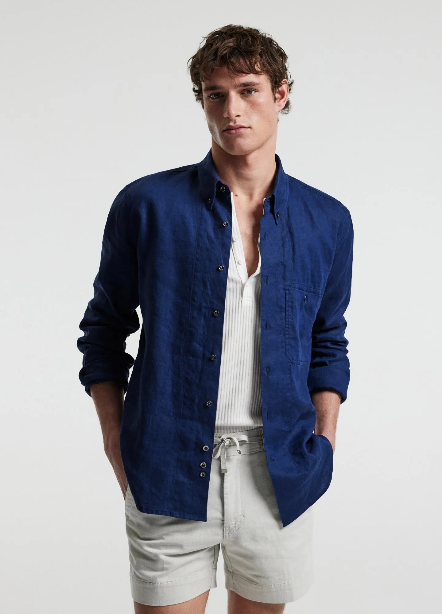 Washed Linen Shirt Royal Blue sold by Calibre product image thumbnail 3