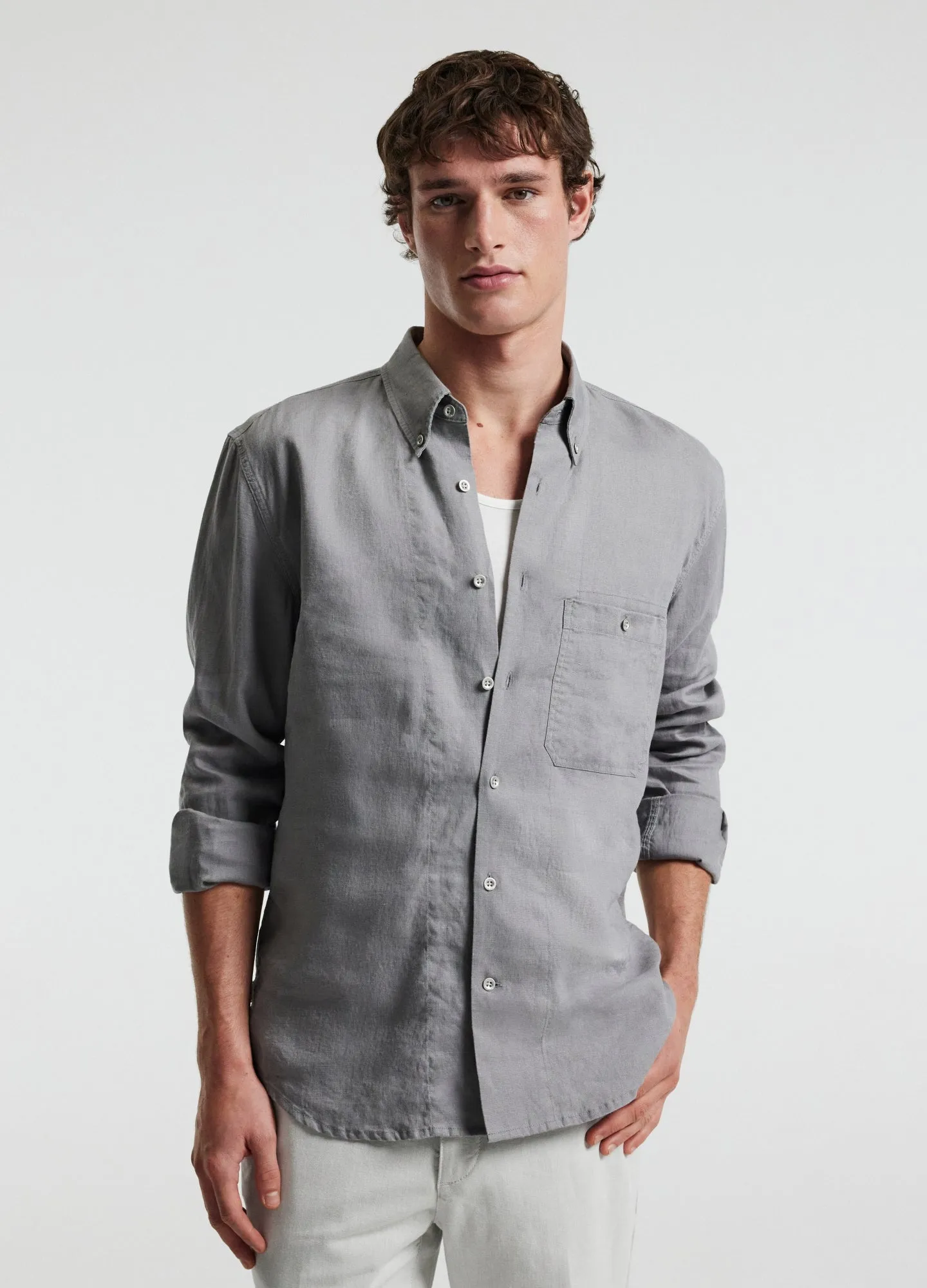 Washed Linen Shirt Dark Ash sold by Calibre product image thumbnail 3