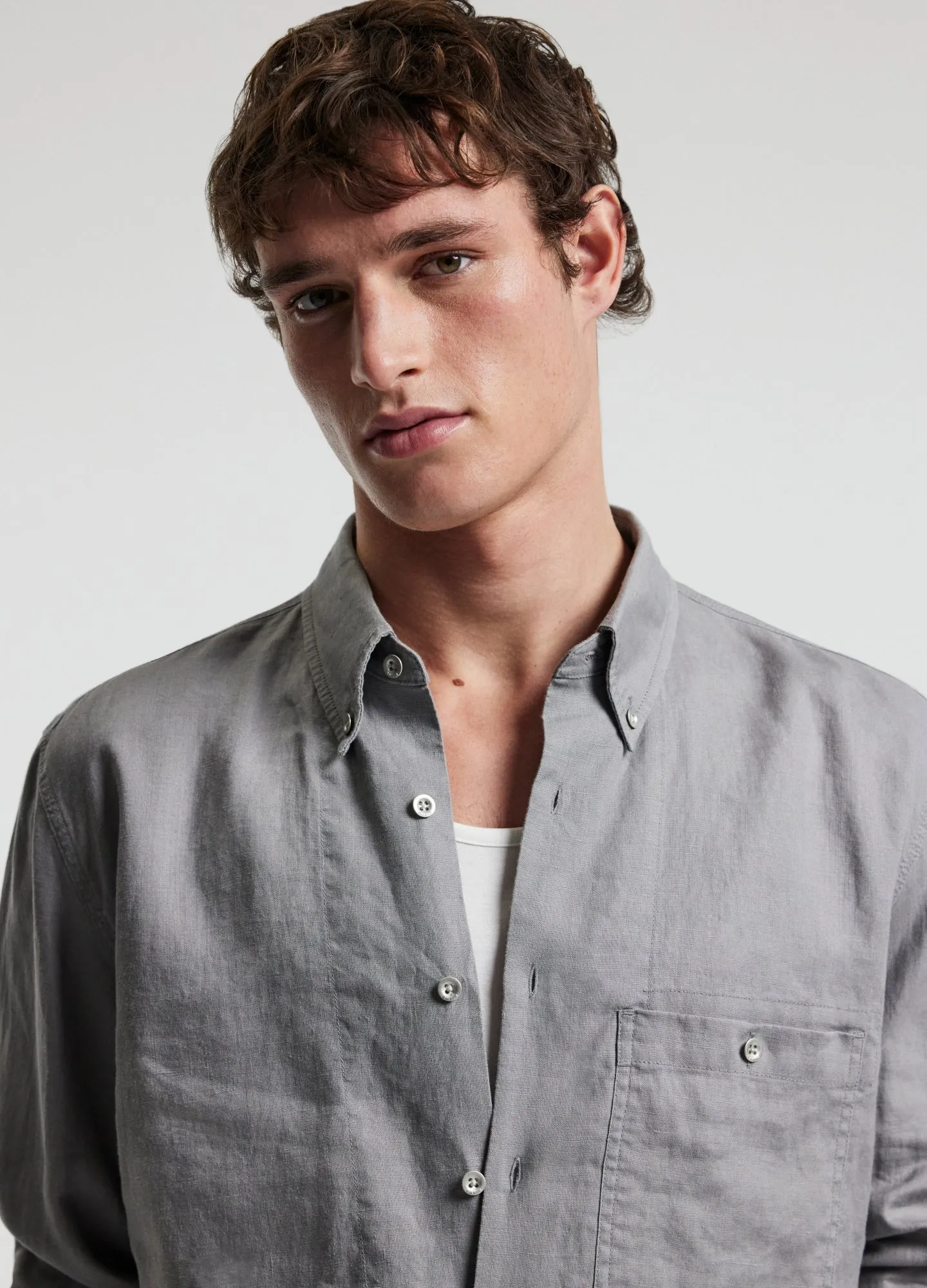 Washed Linen Shirt Dark Ash sold by Calibre product image thumbnail 4