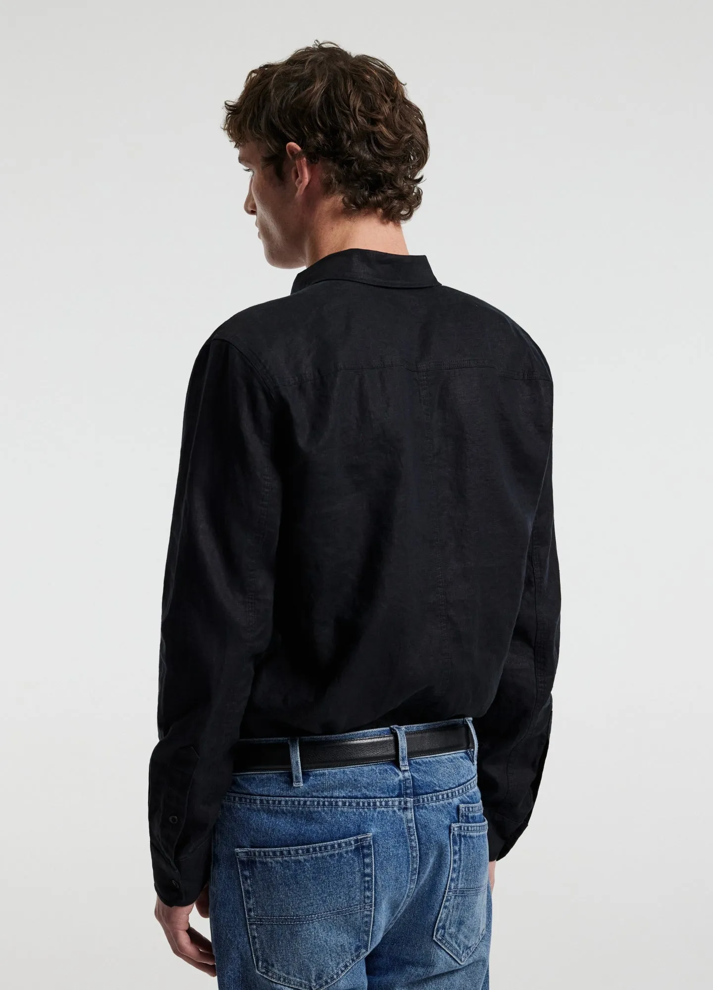 Washed Linen Shirt Black sold by Calibre product image thumbnail 5