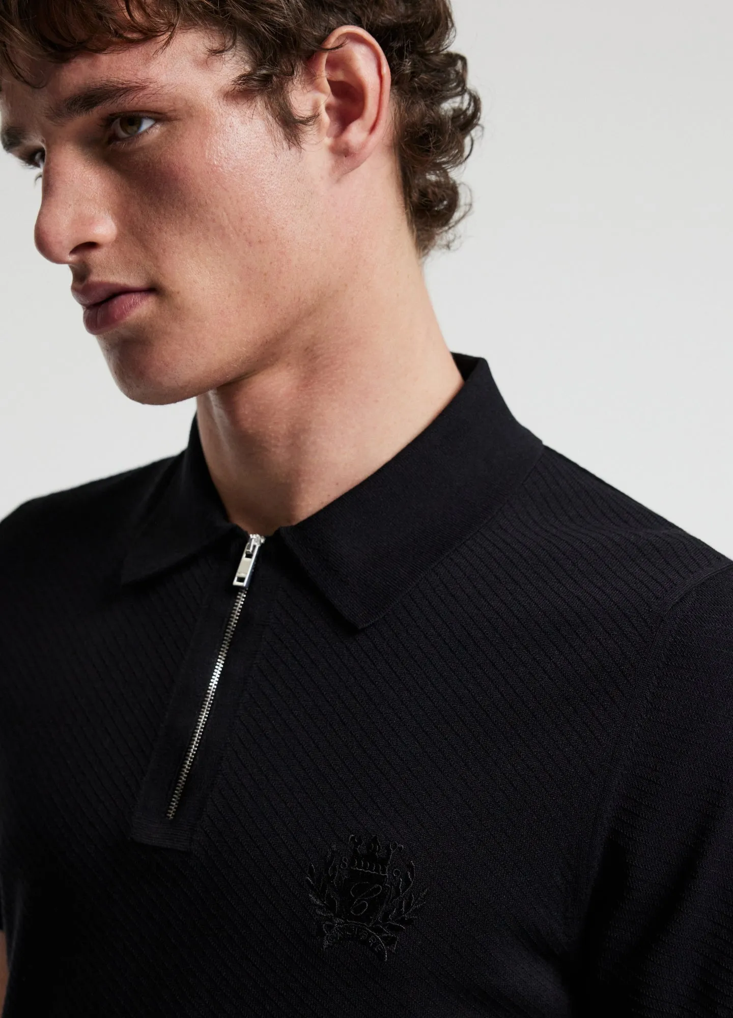 Cotton Zip Neck Polo Black sold by Calibre product image thumbnail 4