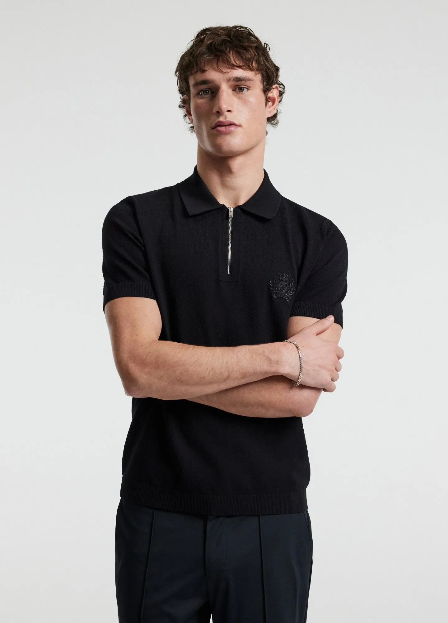 Cotton Zip Neck Polo Black sold by Calibre product image thumbnail 3