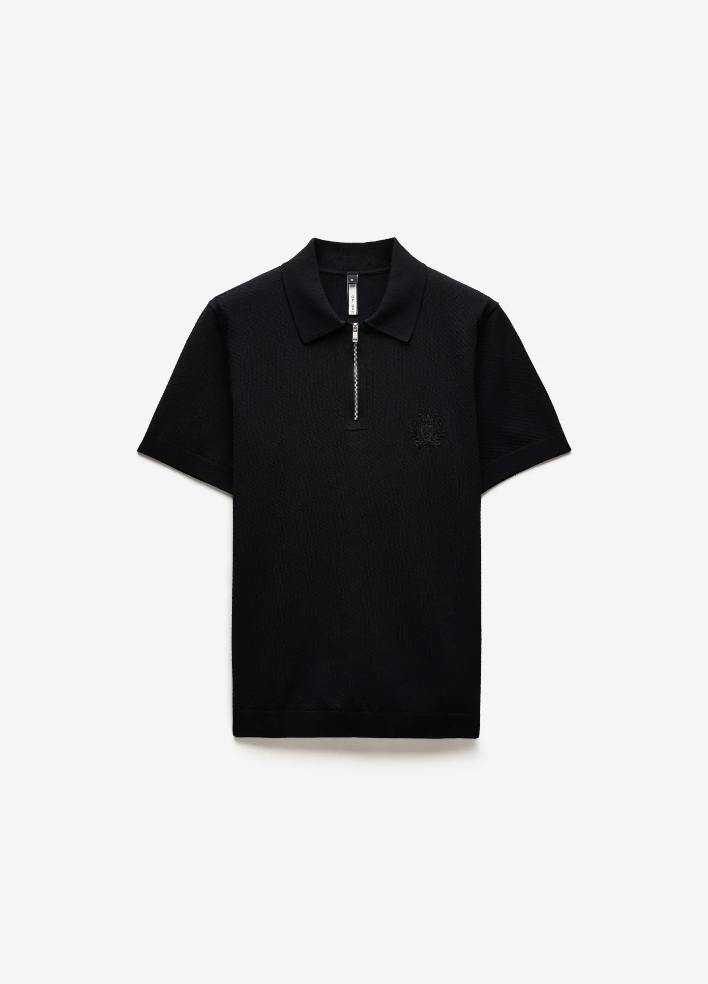 Cotton Zip Neck Polo Black sold by Calibre