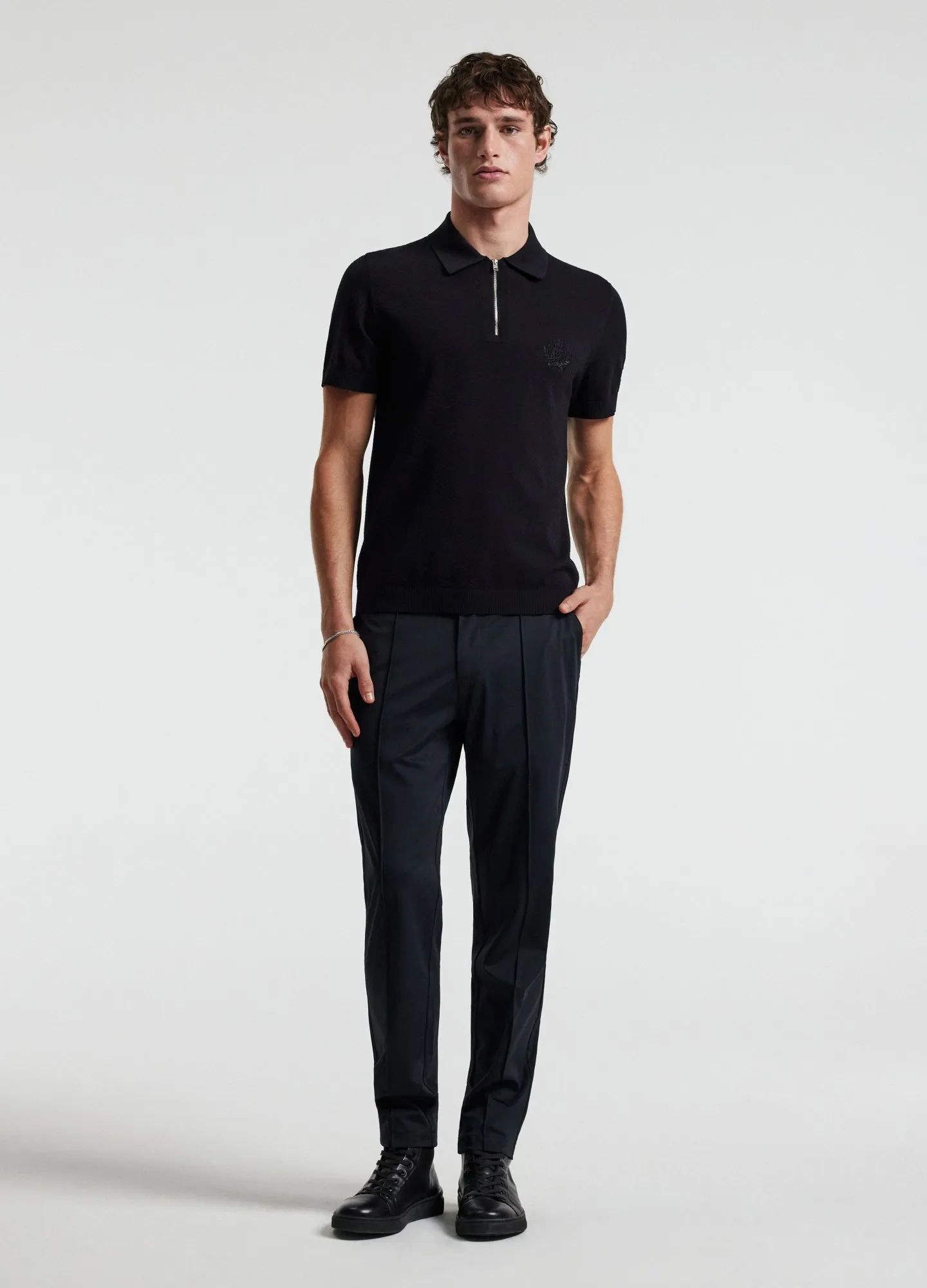 Cotton Zip Neck Polo Black sold by Calibre product image thumbnail 2