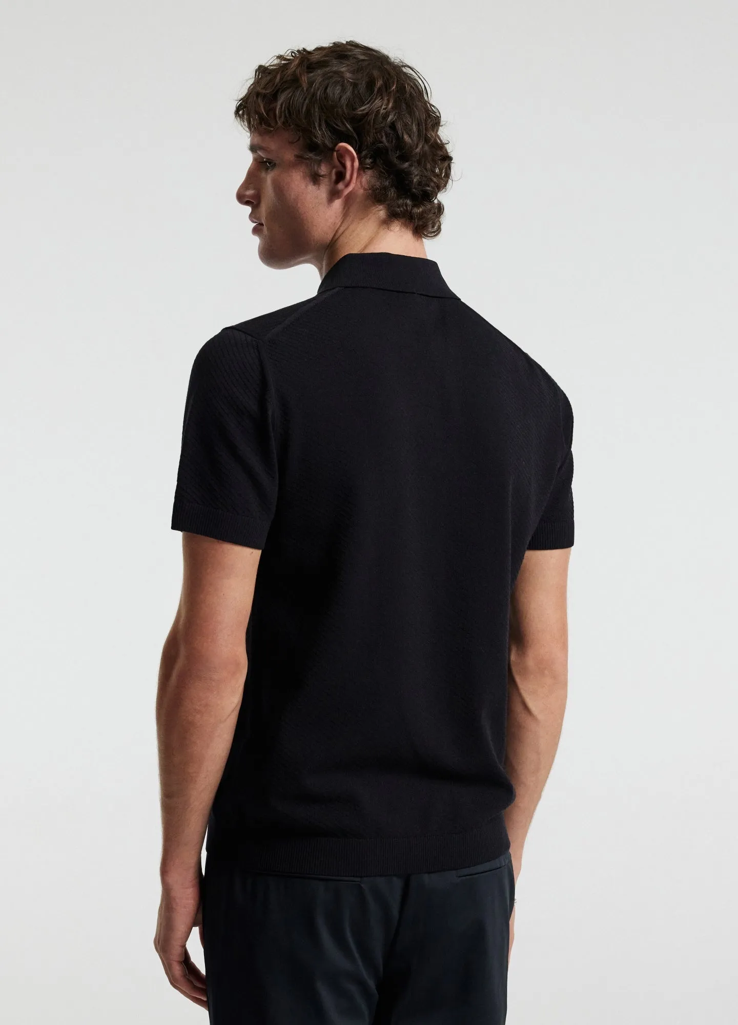 Cotton Zip Neck Polo Black sold by Calibre product image thumbnail 5