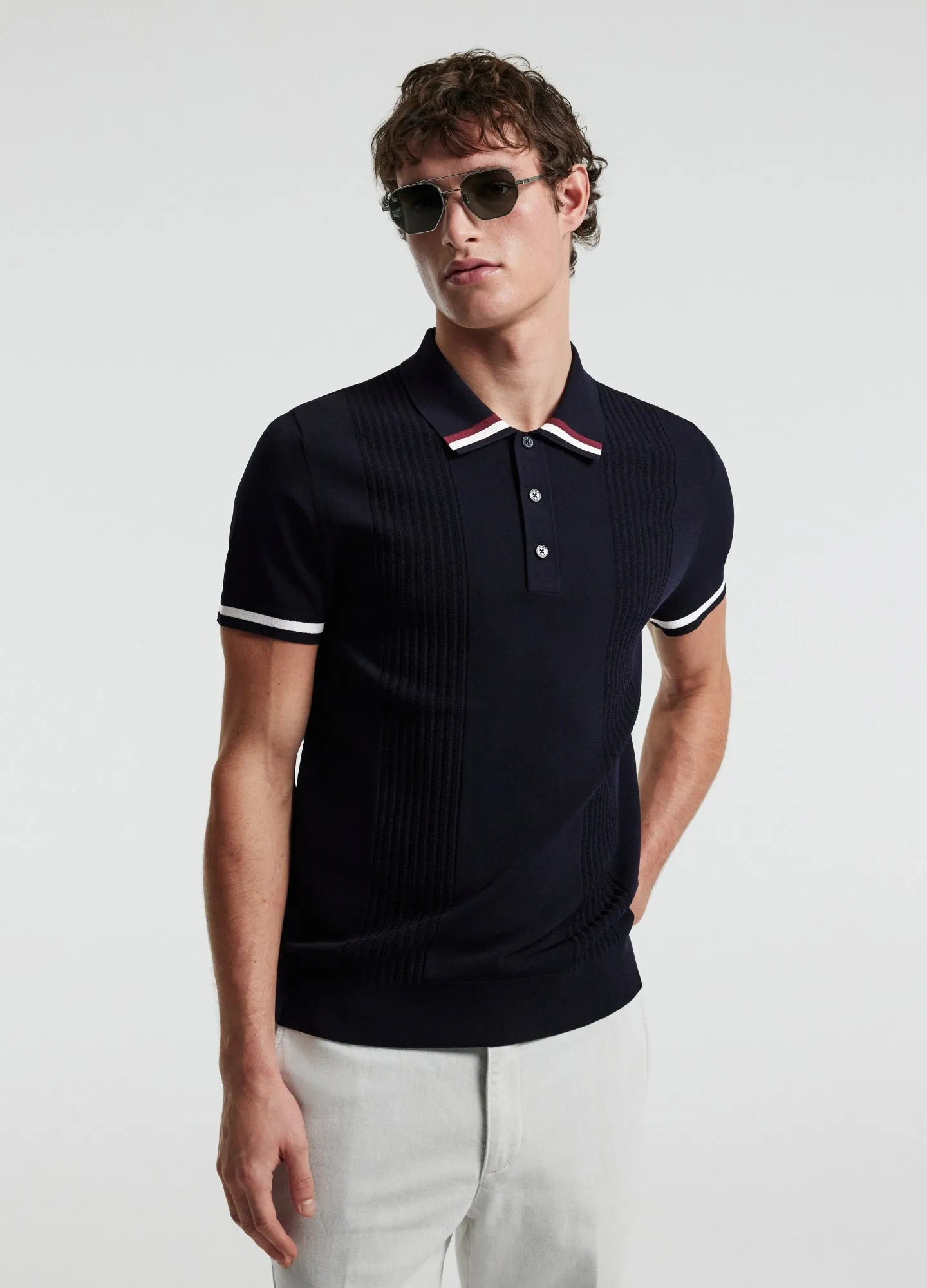 Tech Stripe Collar Polo Navy sold by Calibre product image thumbnail 3