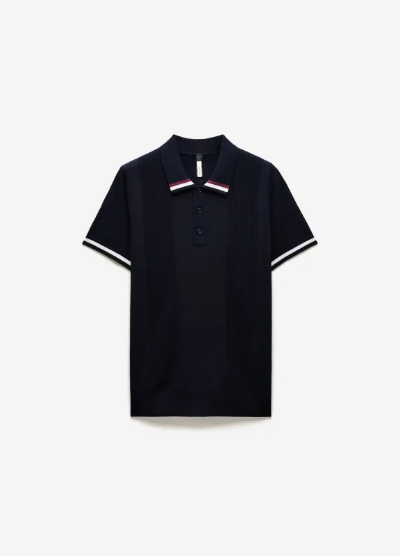 Tech Stripe Collar Polo Navy sold by Calibre