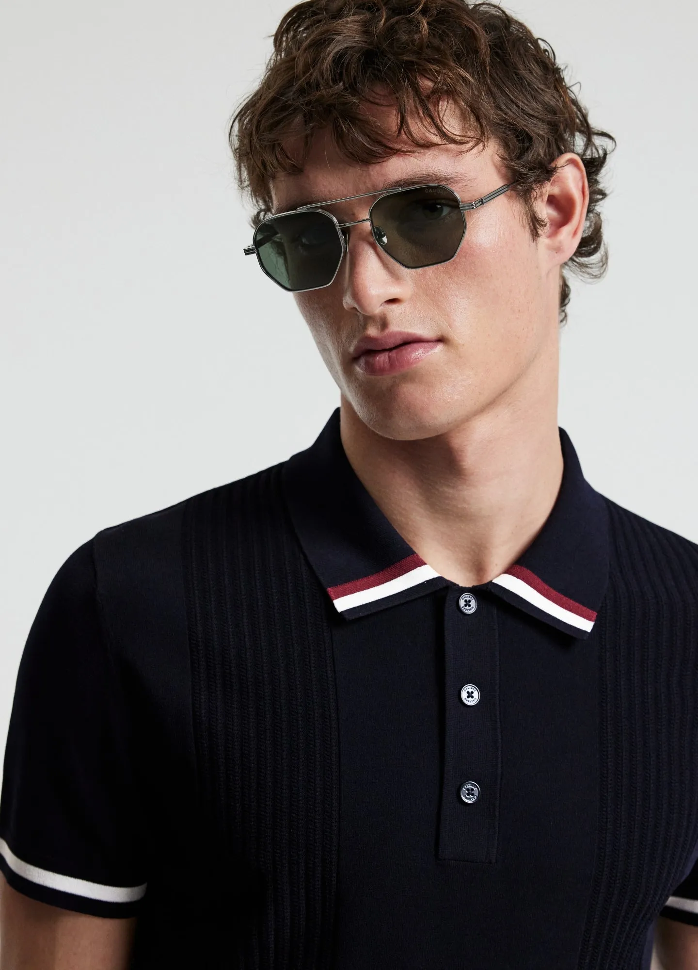 Tech Stripe Collar Polo Navy sold by Calibre product image thumbnail 4
