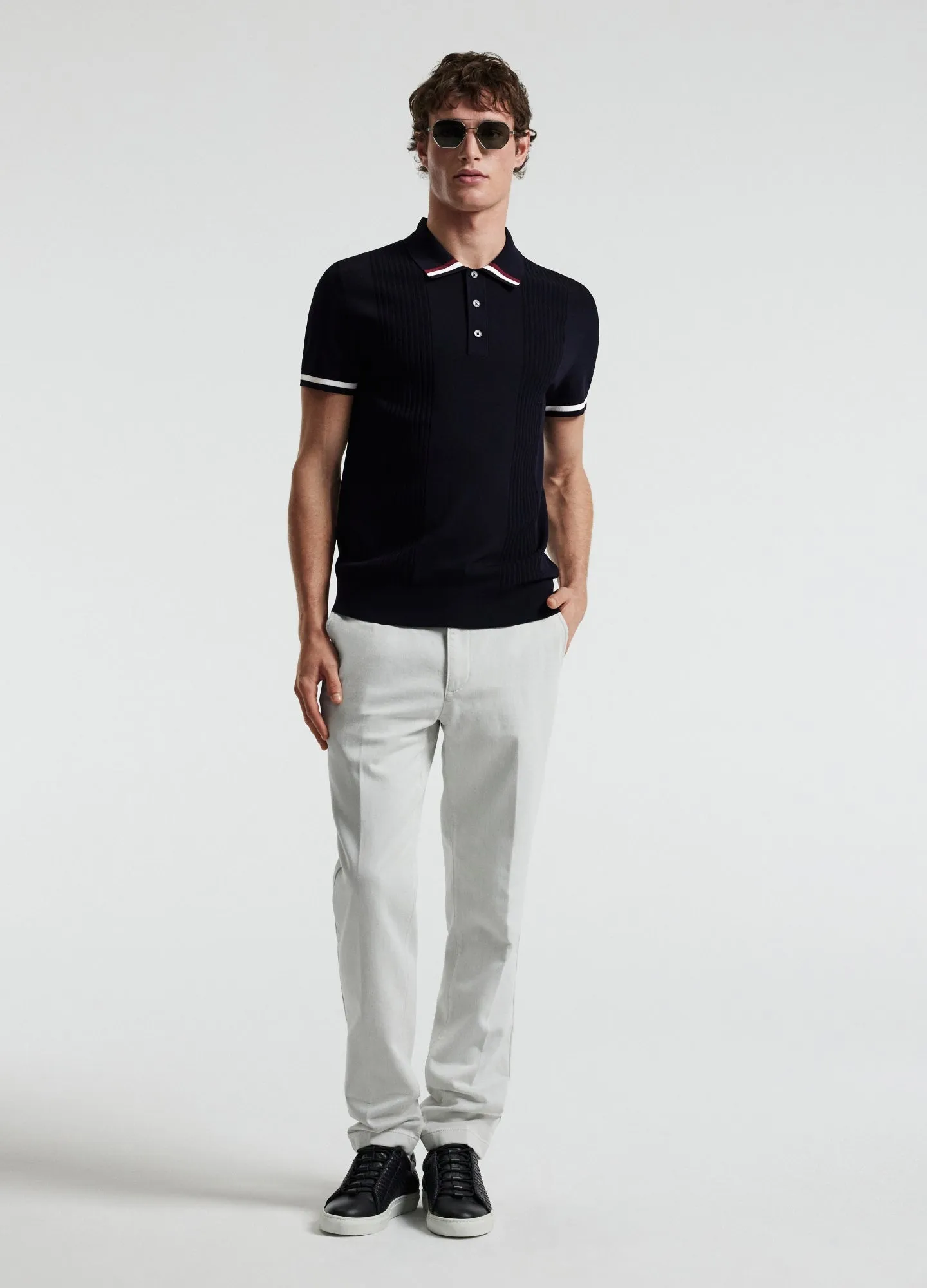 Tech Stripe Collar Polo Navy sold by Calibre product image thumbnail 2