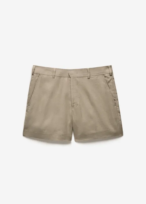 Linen Cotton Crepe Shorts Walnut sold by Calibre