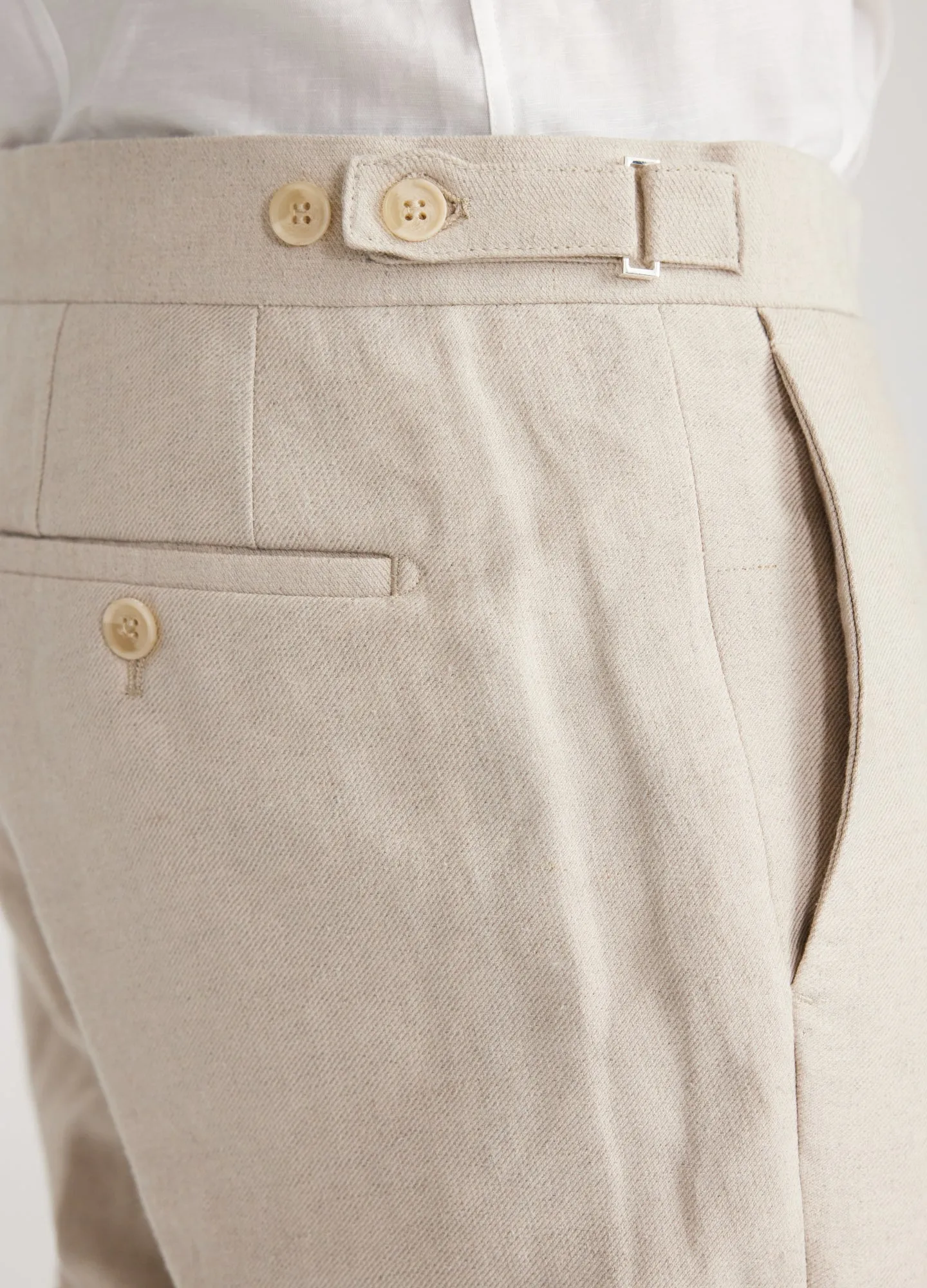 Linen Cotton Twill Suit Pants Natural sold by Calibre product image thumbnail 4