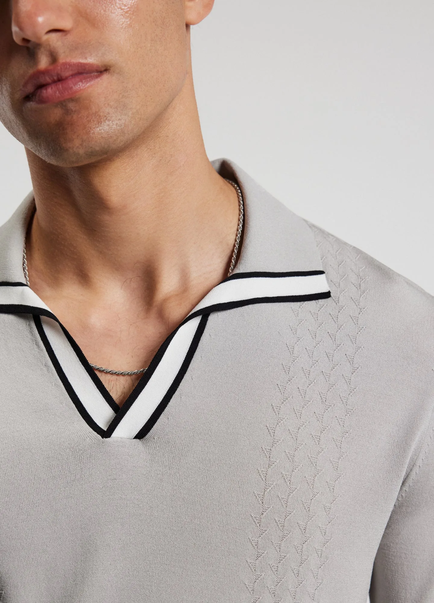 Open Neck Long Sleeve Polo Silver sold by Calibre product image thumbnail 4