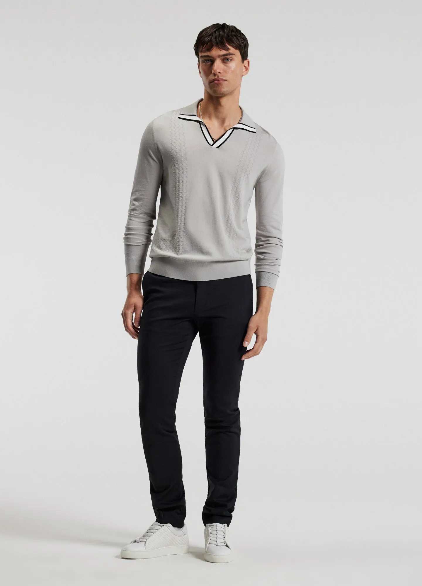 Open Neck Long Sleeve Polo Silver sold by Calibre product image thumbnail 2