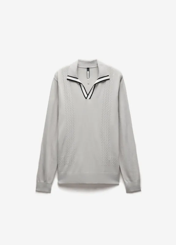 Open Neck Long Sleeve Polo Silver sold by Calibre