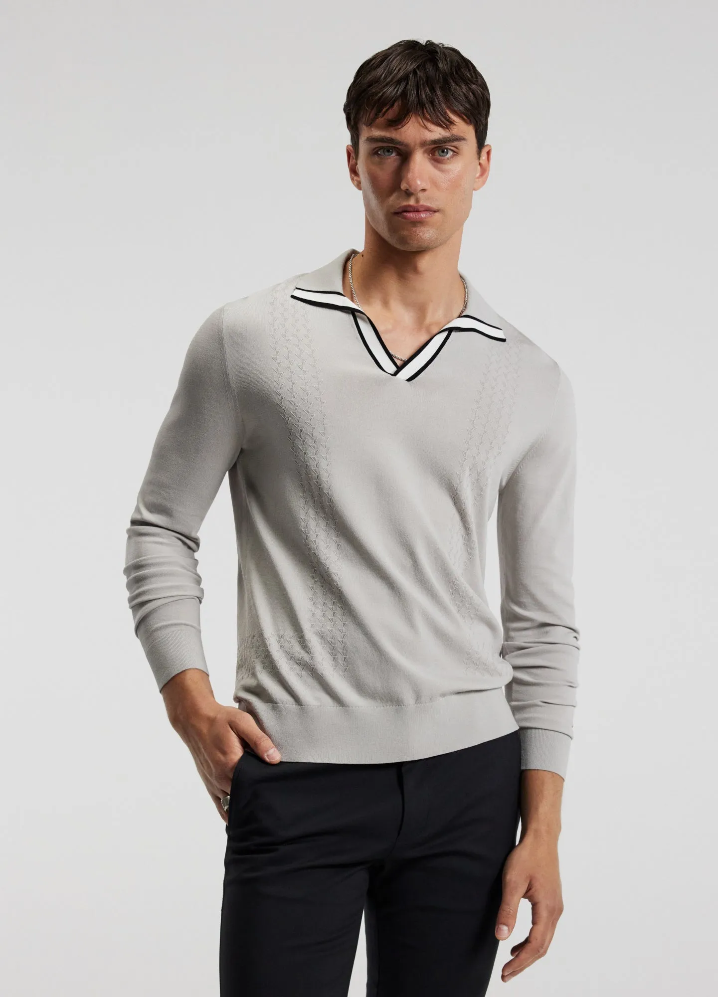 Open Neck Long Sleeve Polo Silver sold by Calibre product image thumbnail 3