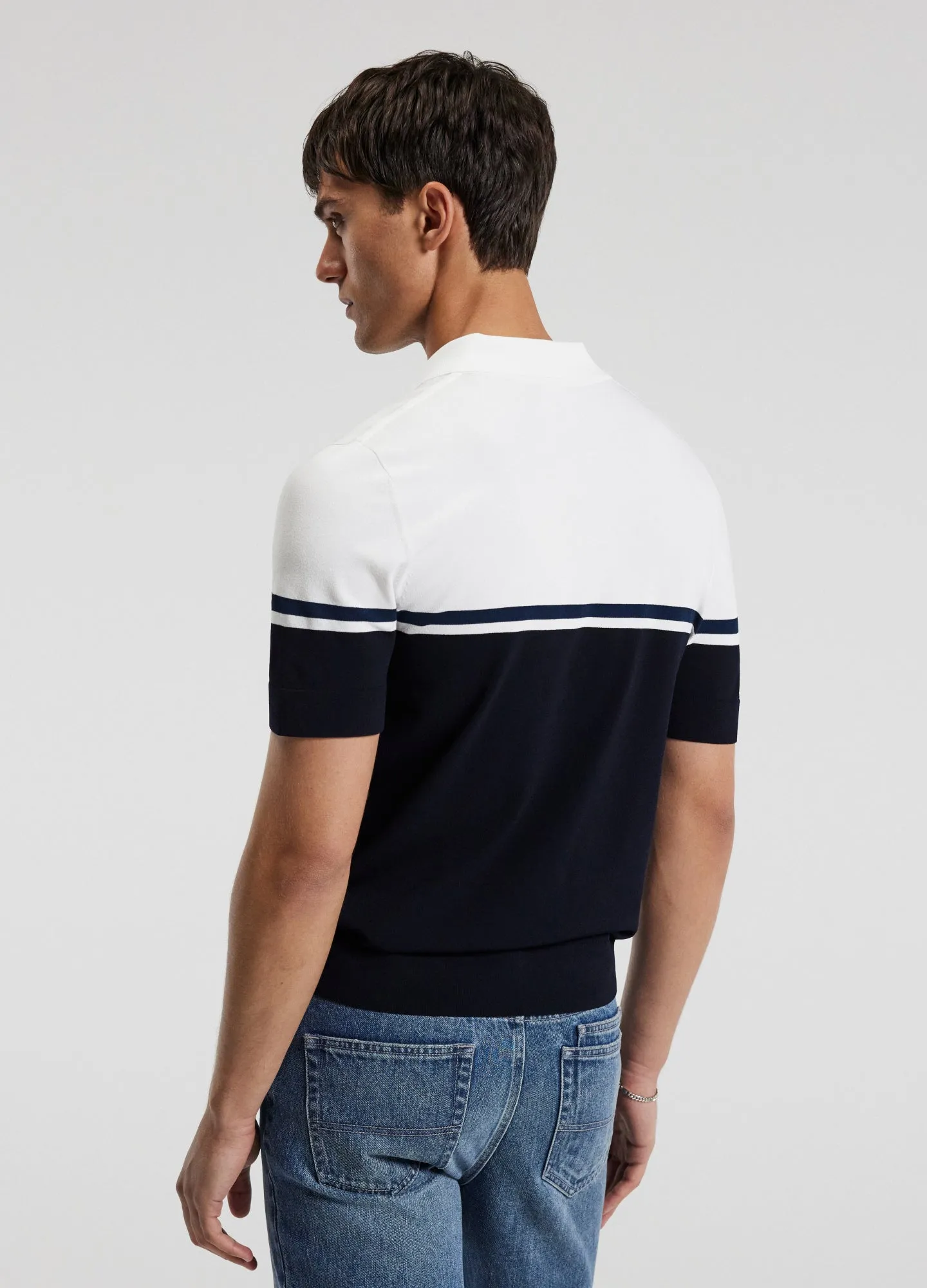 Contrast Block Stripe Polo Navy sold by Calibre product image thumbnail 5