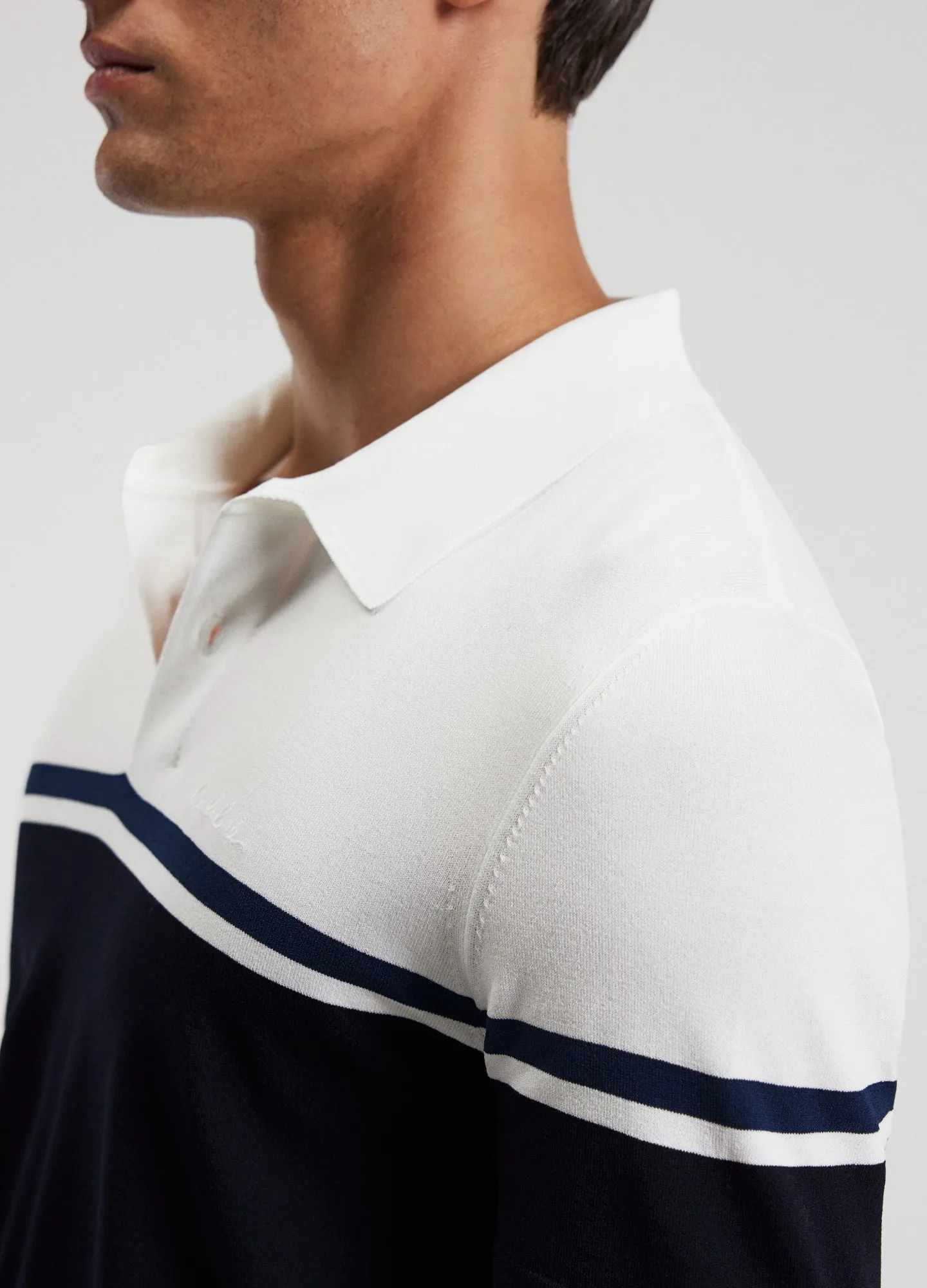 Contrast Block Stripe Polo Navy sold by Calibre product image thumbnail 4