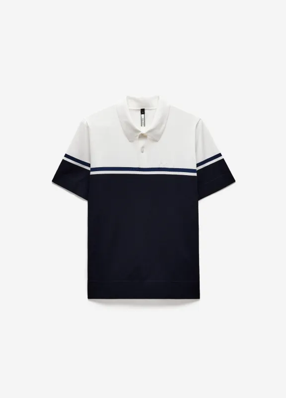 Contrast Block Stripe Polo Navy sold by Calibre