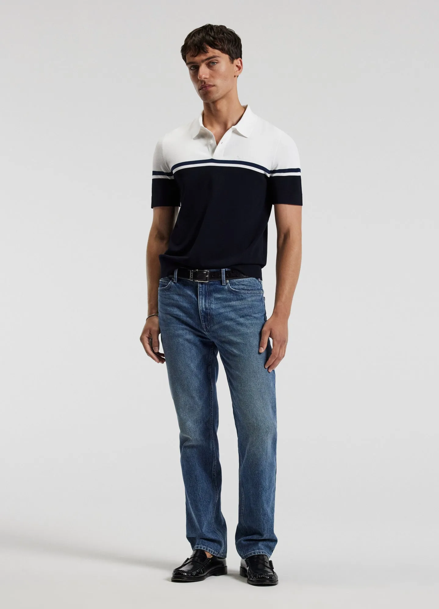 Contrast Block Stripe Polo Navy sold by Calibre product image thumbnail 2