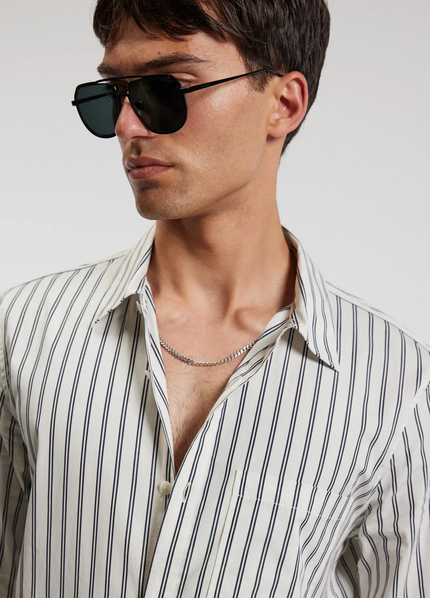 Relaxed Cotton Striped Shirt Black Stripe sold by Calibre product image thumbnail 4