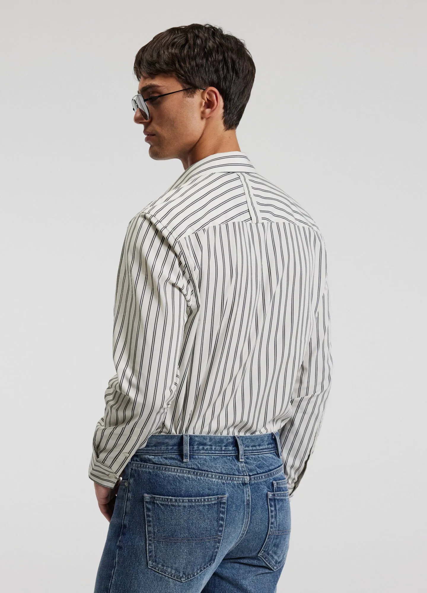 Relaxed Cotton Striped Shirt Black Stripe sold by Calibre product image thumbnail 5