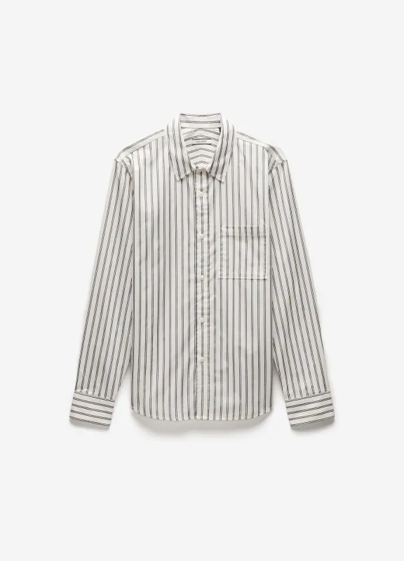 Relaxed Cotton Striped Shirt Black Stripe sold by Calibre
