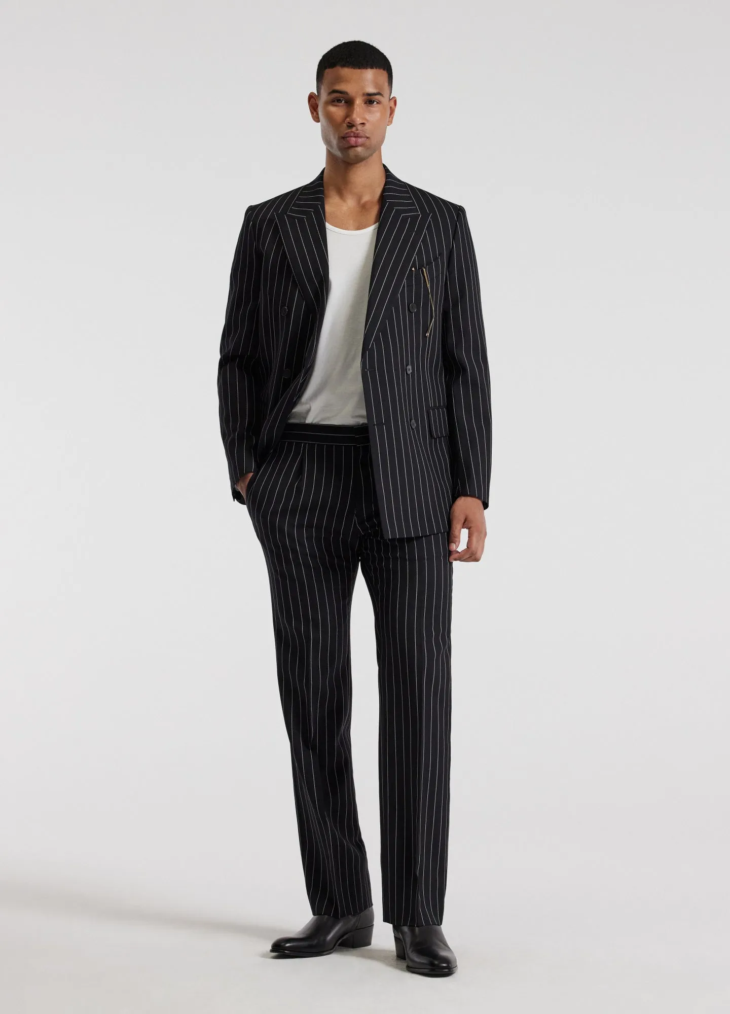 Pinstripe Double-Breasted Jacket Black sold by Calibre product image thumbnail 2