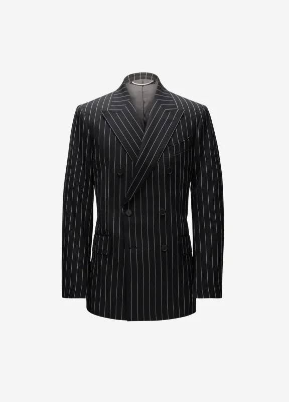 Pinstripe Double-Breasted Jacket Black made by Calibre