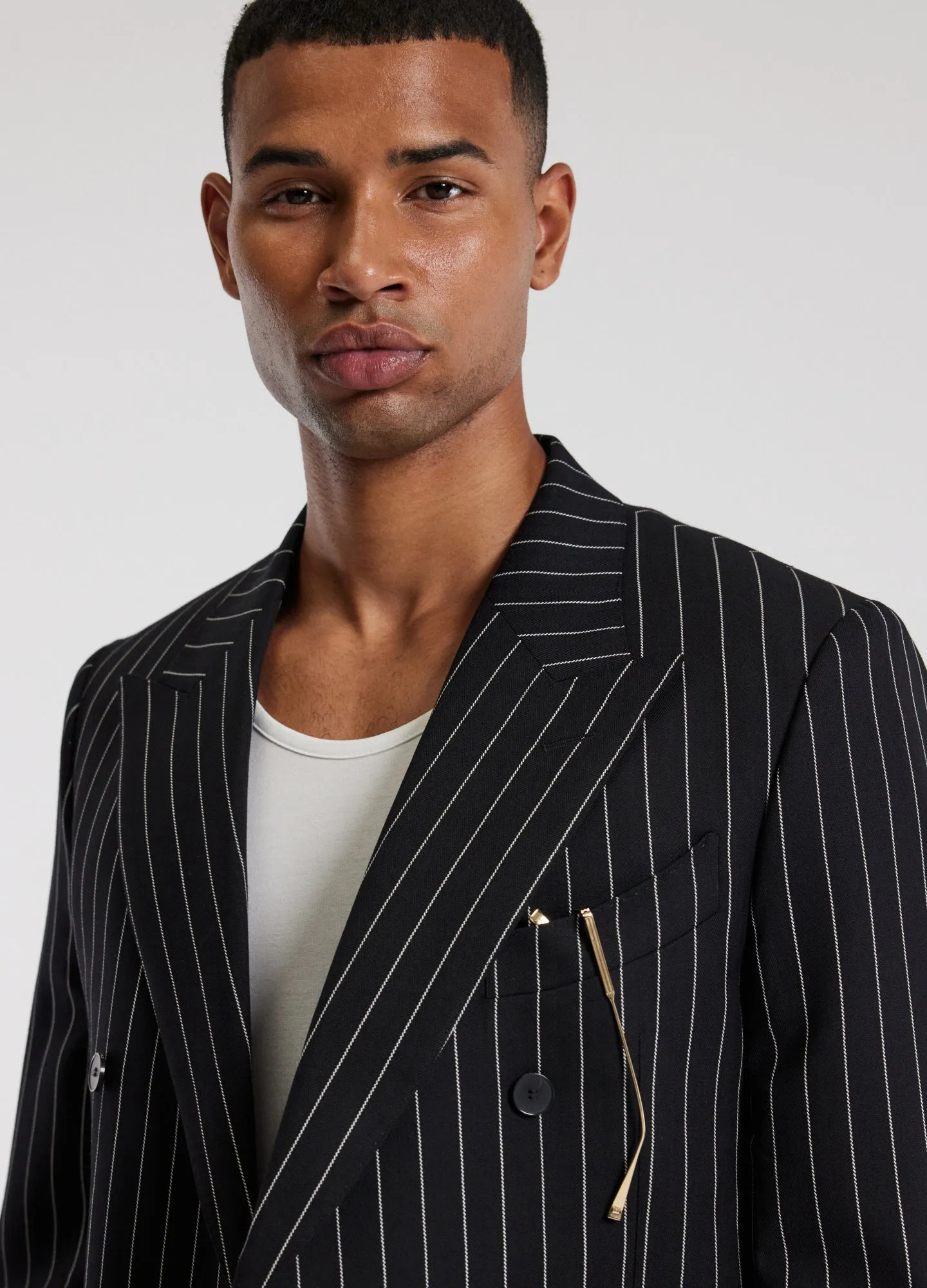 Pinstripe Double-Breasted Jacket Black sold by Calibre product image thumbnail 4