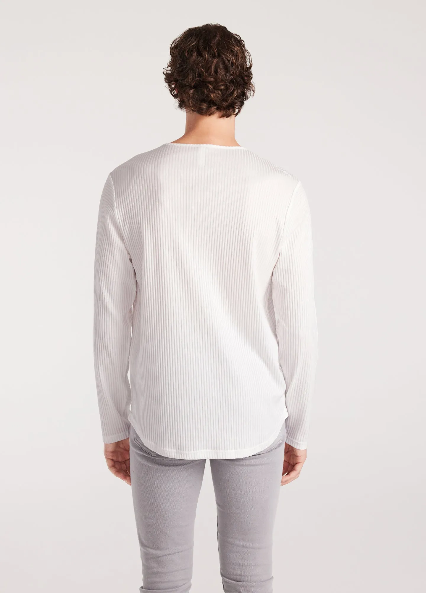 Long Sleeve Ribbed Henley Top Off White sold by Calibre product image thumbnail 3