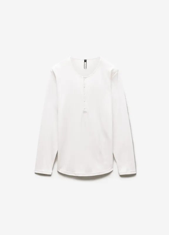 Long Sleeve Ribbed Henley Top Off White sold by Calibre