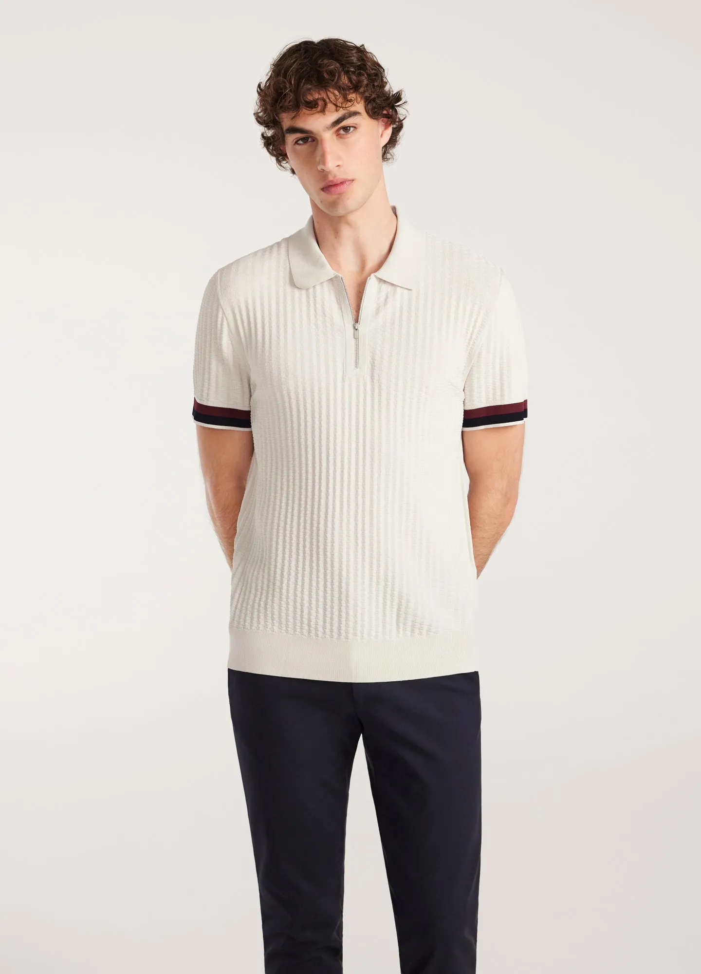 Double Stripe Polo Salt sold by Calibre product image thumbnail 3