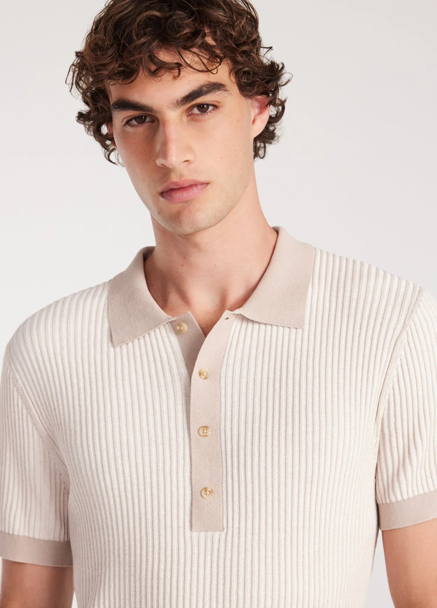 Two Tone Ribbed Polo Parchment sold by Calibre product image thumbnail 4