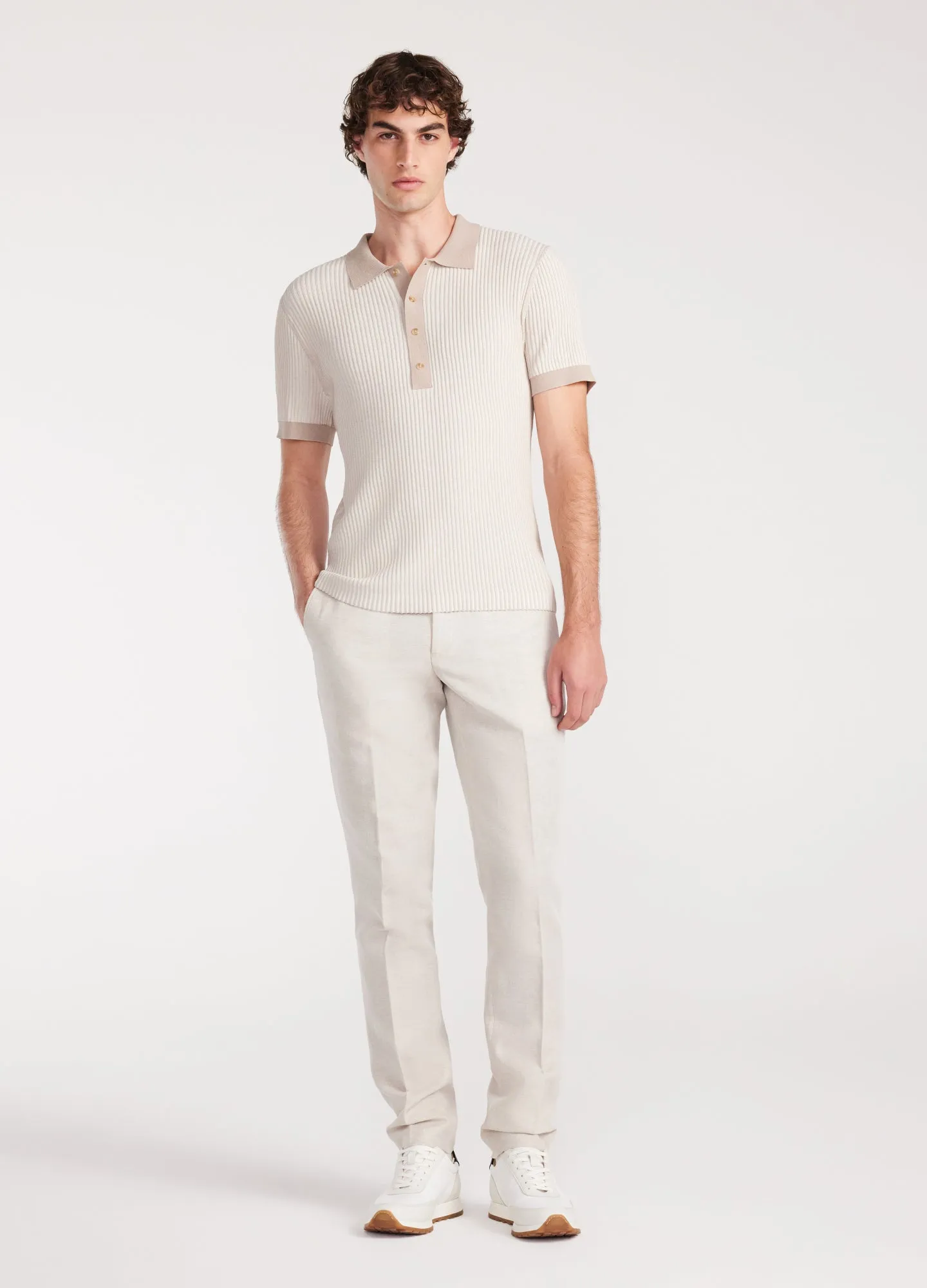 Two Tone Ribbed Polo Parchment sold by Calibre product image thumbnail 2