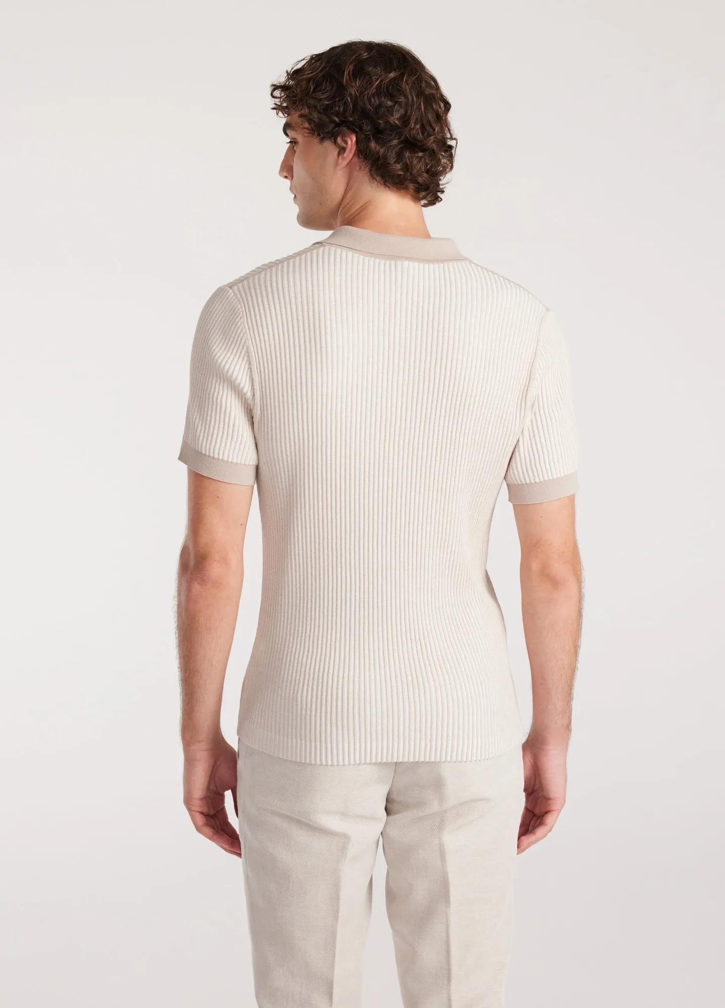 Two Tone Ribbed Polo Parchment sold by Calibre product image thumbnail 5