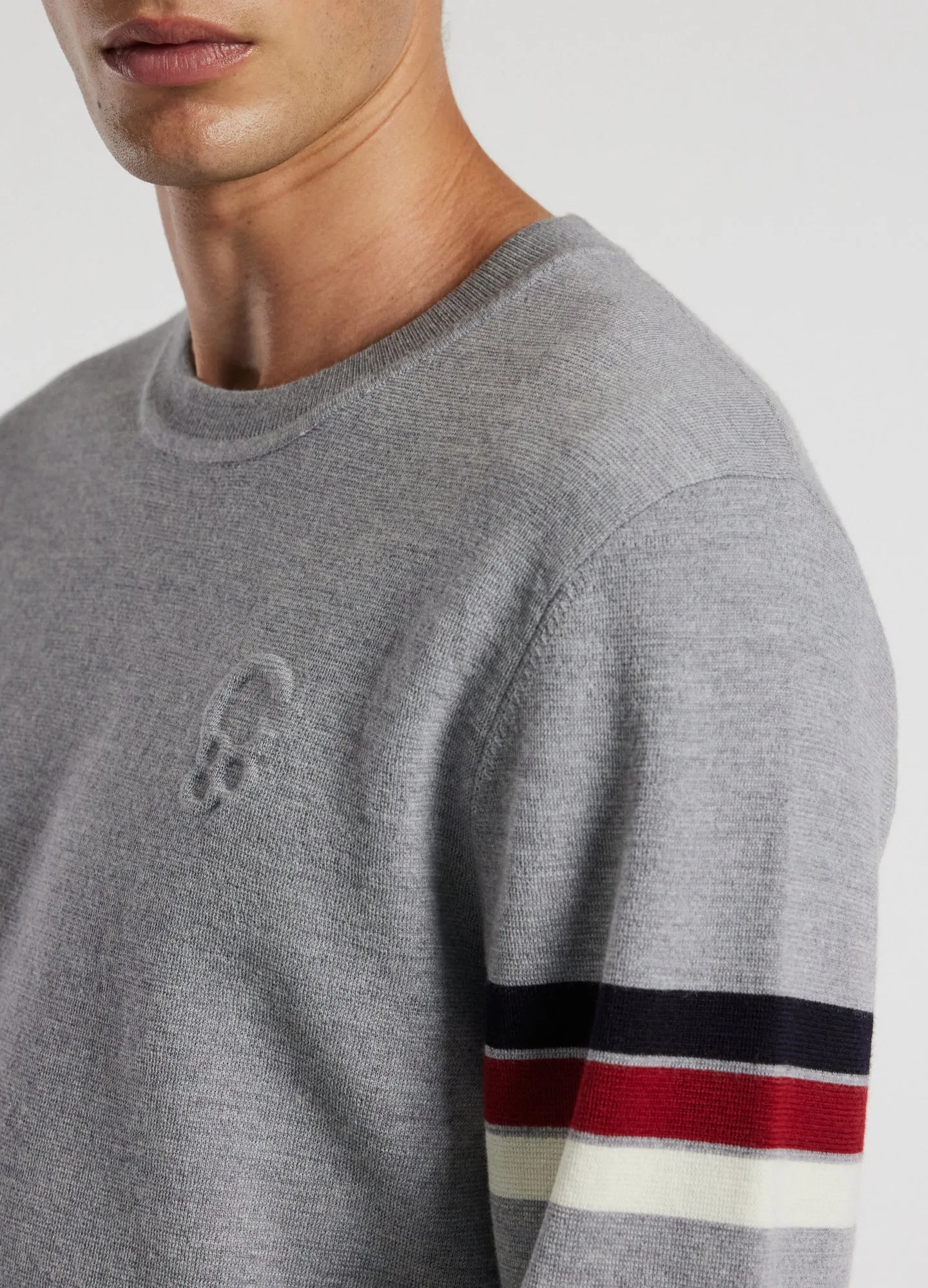 Contrast Stripe Crew Sweater Silver sold by Calibre product image thumbnail 4