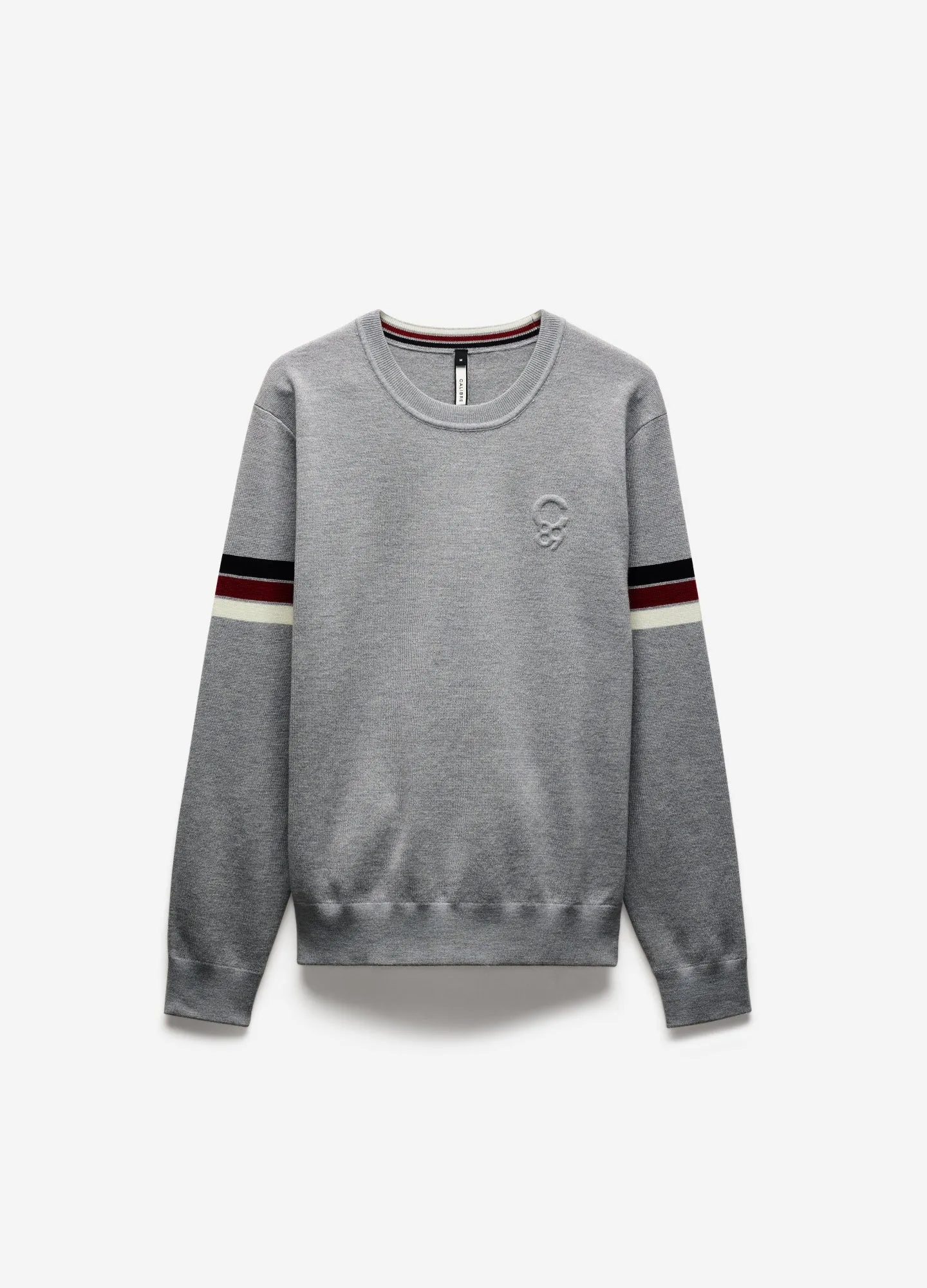 Contrast Stripe Crew Sweater Silver sold by Calibre