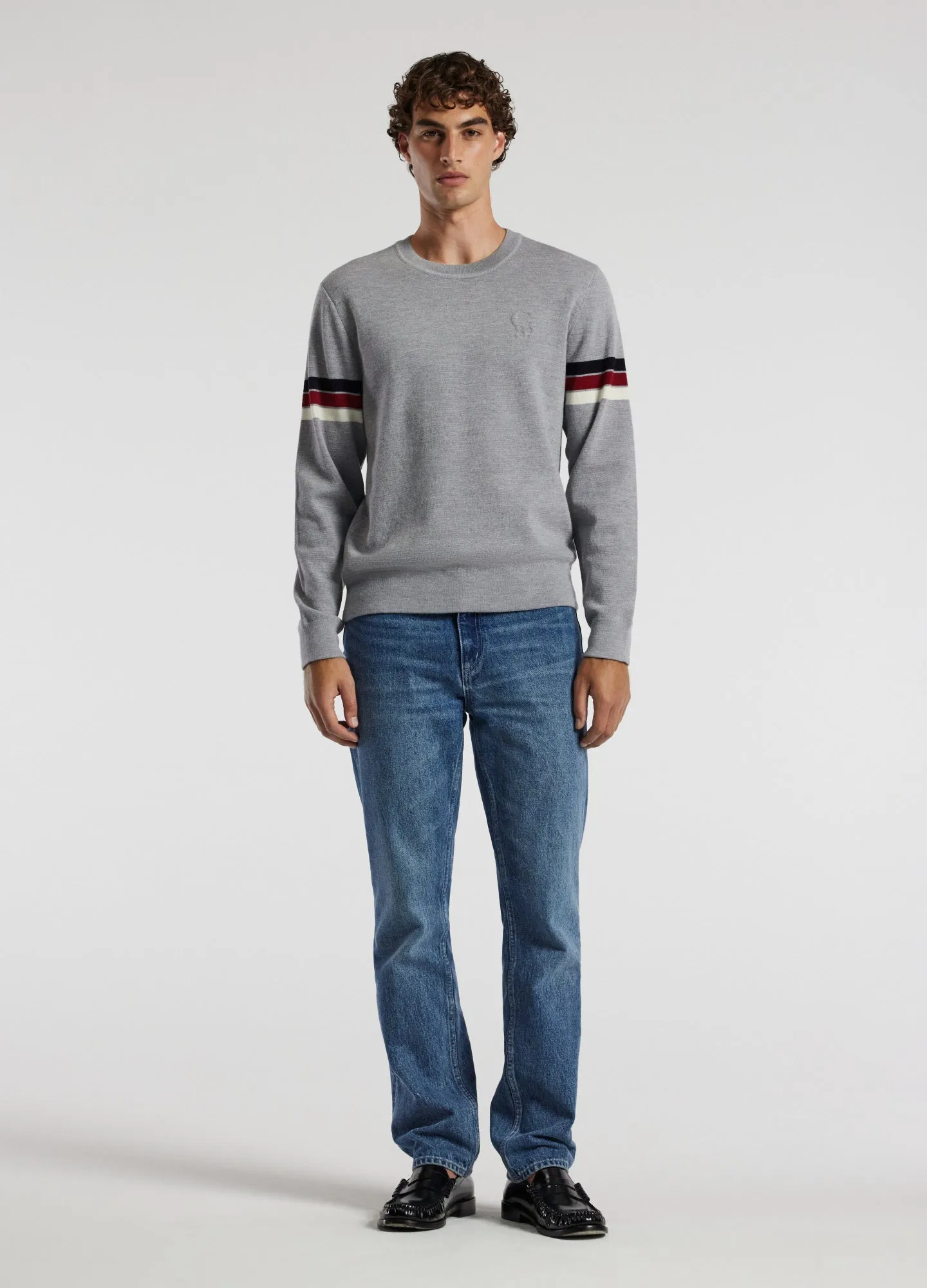 Contrast Stripe Crew Sweater Silver sold by Calibre product image thumbnail 2