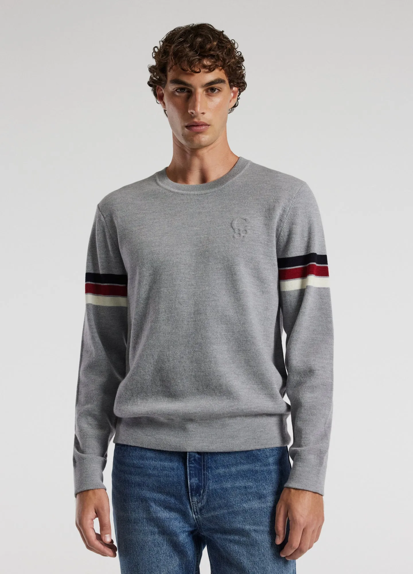 Contrast Stripe Crew Sweater Silver sold by Calibre product image thumbnail 3