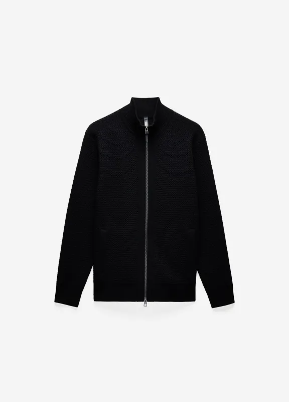 Textured Zip Cardigan Black sold by Calibre