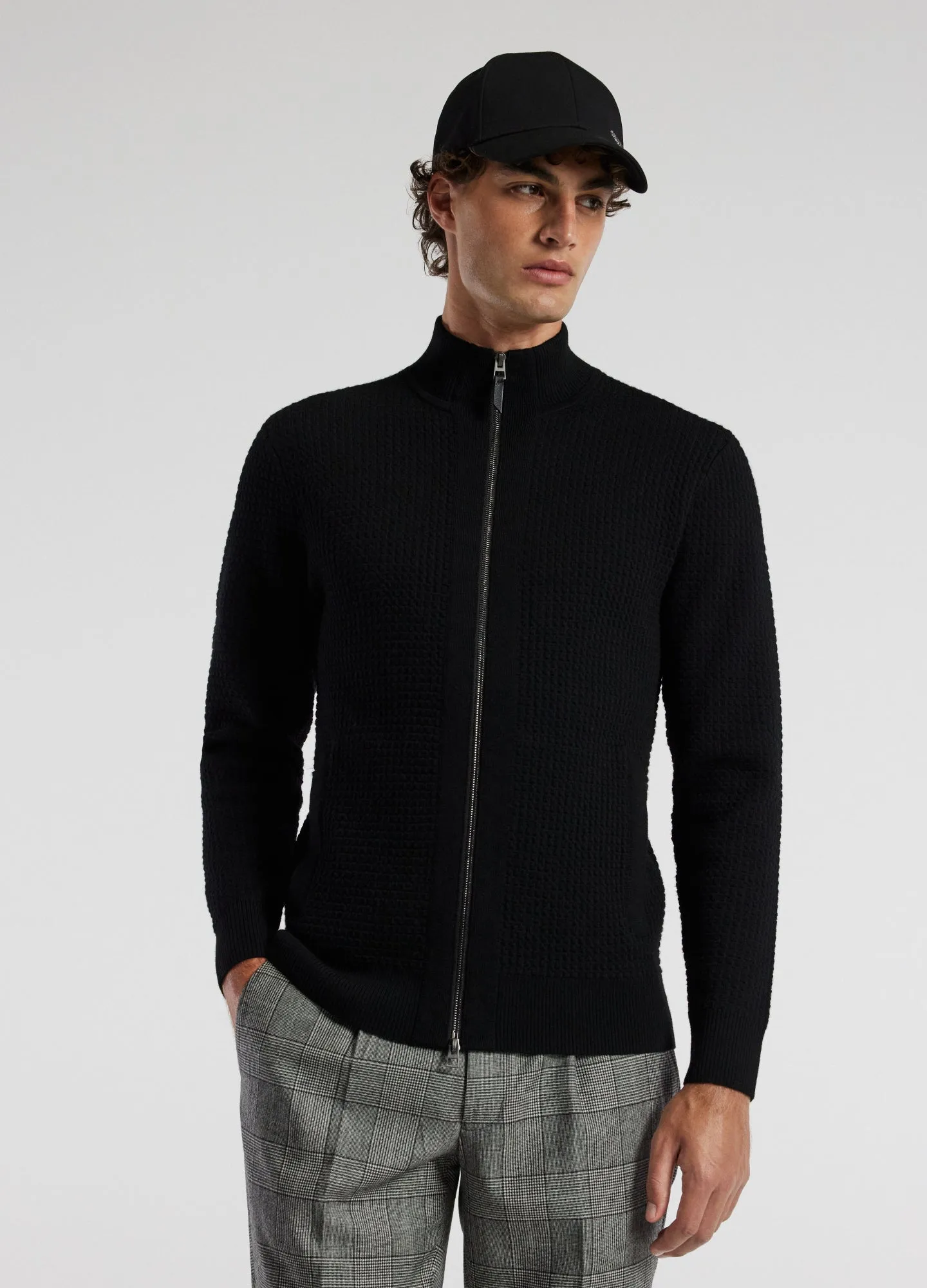 Textured Zip Cardigan Black sold by Calibre product image thumbnail 3