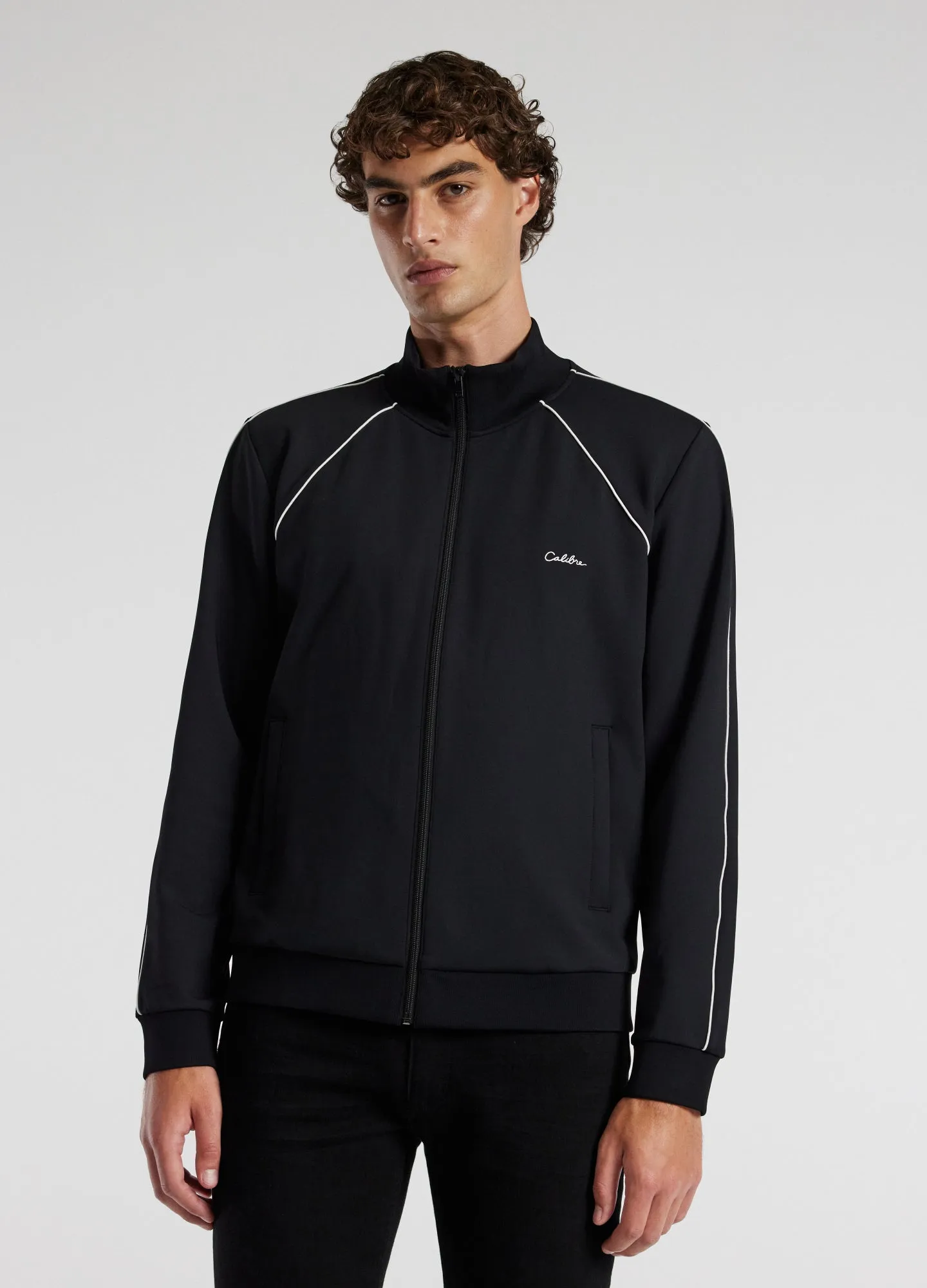 Contrast Jersey Track Jacket Black sold by Calibre product image thumbnail 3