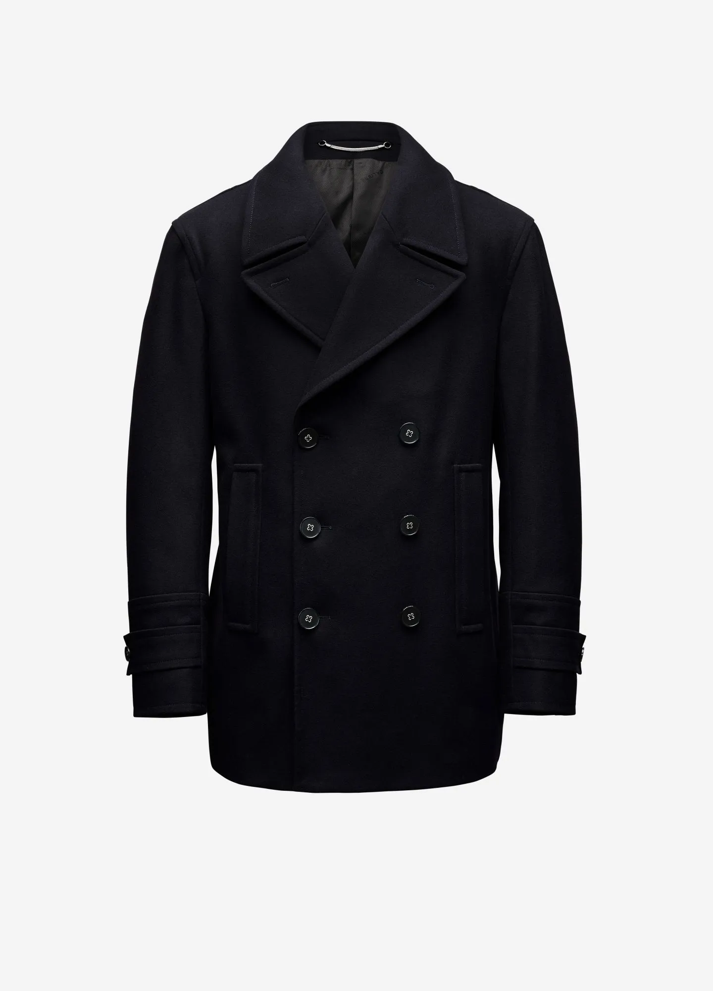 Melton Pea Coat Navy sold by Calibre