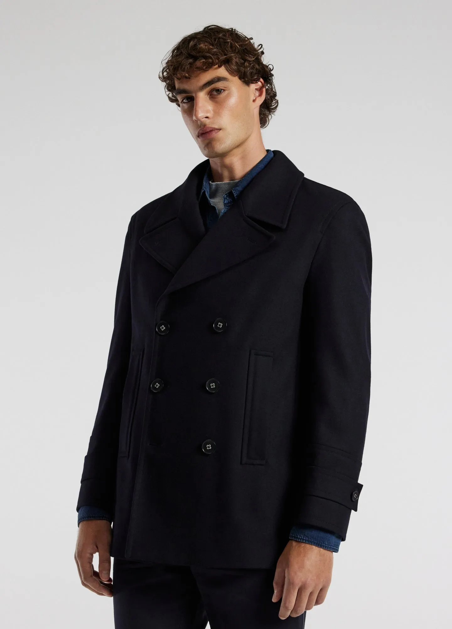 Melton Pea Coat Navy sold by Calibre product image thumbnail 3