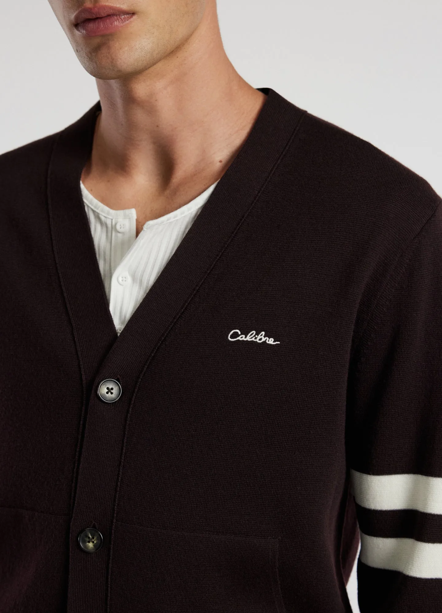 Varsity Cardigan Aubergine sold by Calibre product image thumbnail 4