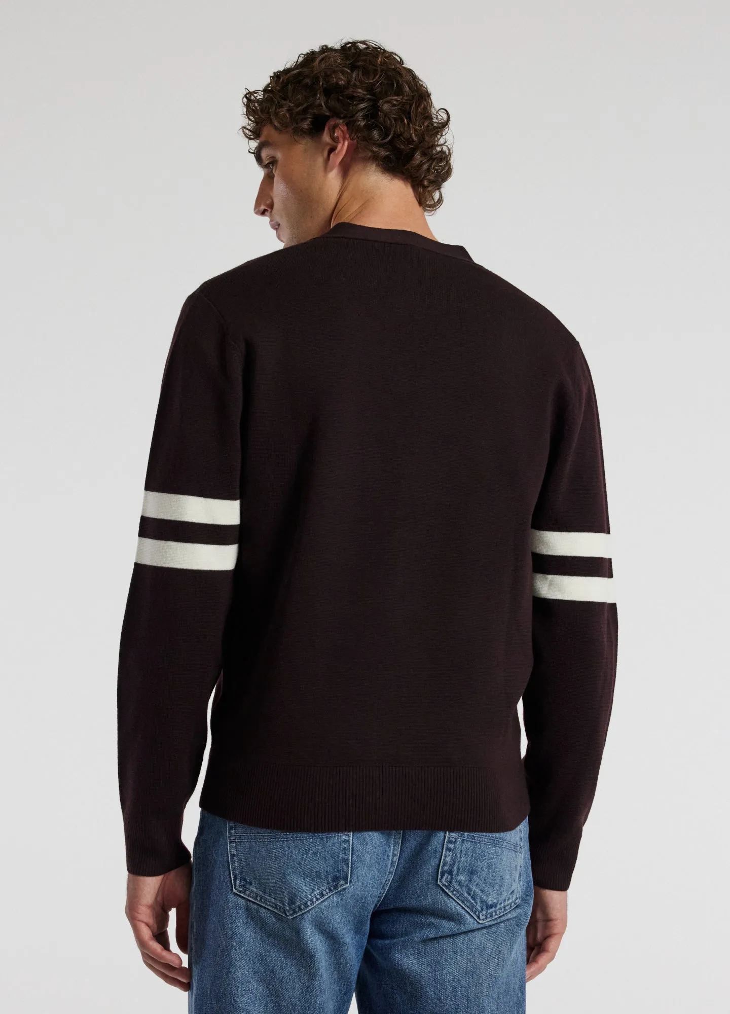 Varsity Cardigan Aubergine sold by Calibre product image thumbnail 5