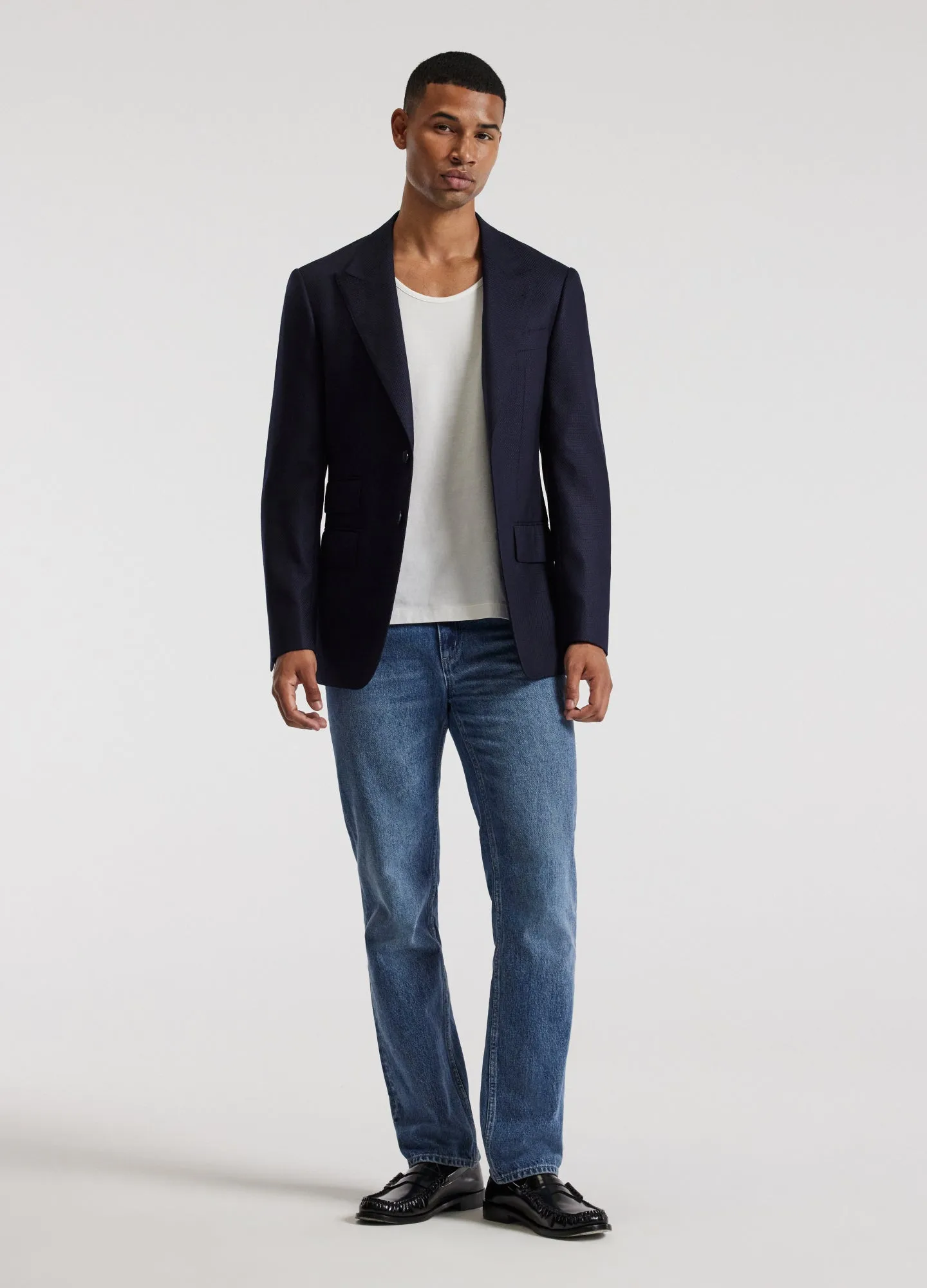 Wool Cashmere Textured Blazer Navy sold by Calibre product image thumbnail 2